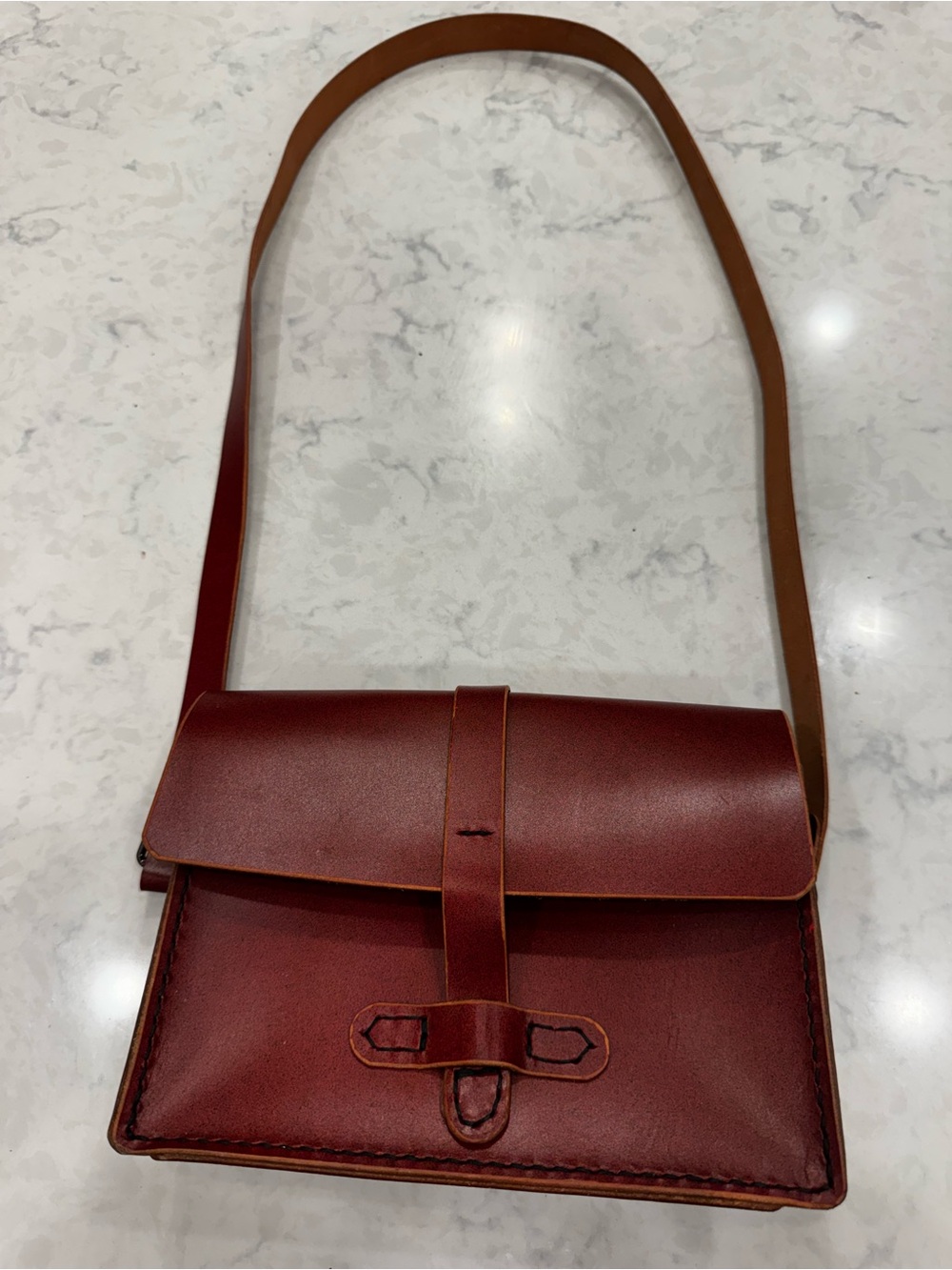 Handmade Leather Crossbody Shoulder Bag Rustic Artisan Boho